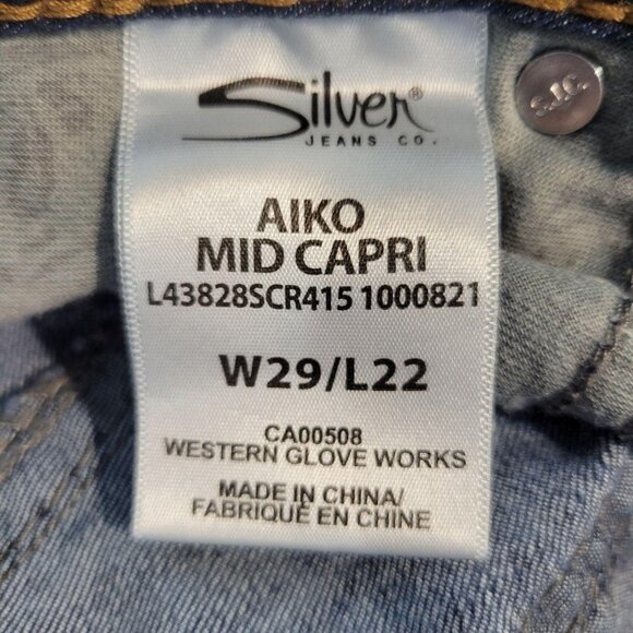 Silver Jeans Sz 29 Aiko Mid Capri Medium Wash Straight Leg Blue Denim Jeans - Picture 6 of 11